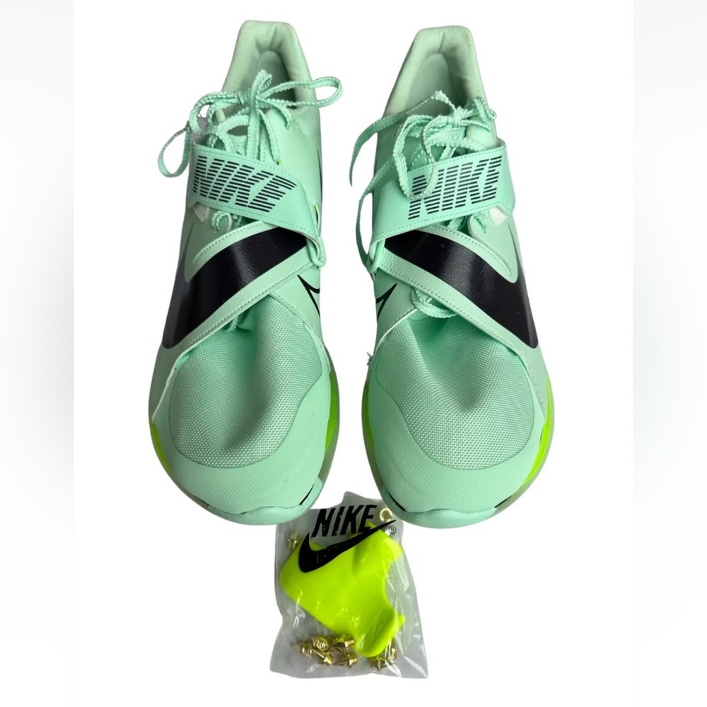 Nike Air Zoom LJ Elite Track Field Jumping Spikes Mint Green Men's 13 #0063